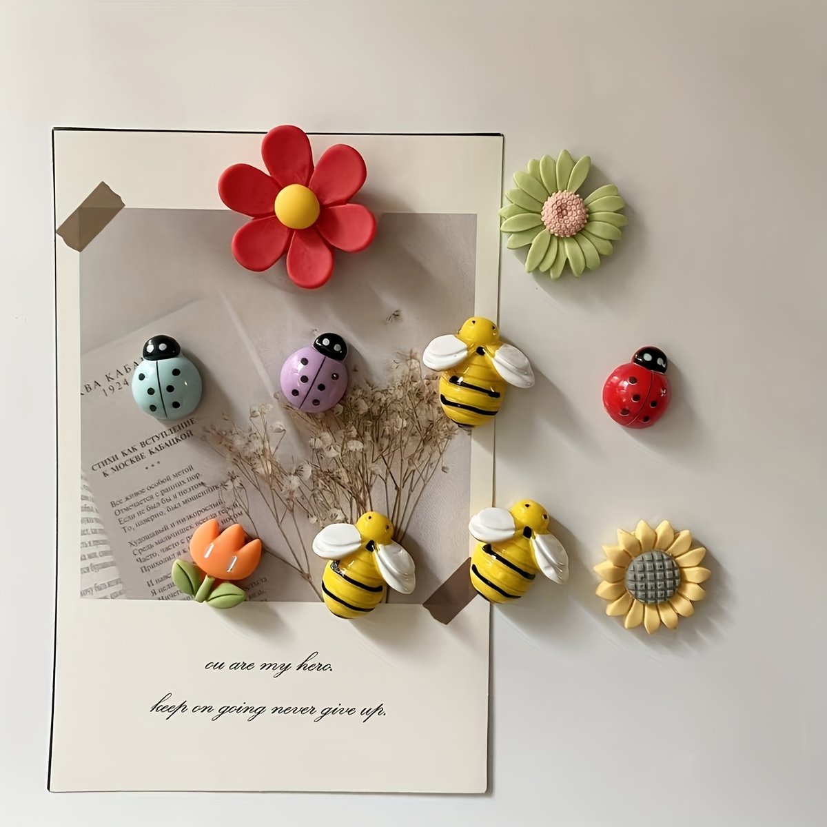 Resin bee flower refrigerator magnets, cute kitchen decor