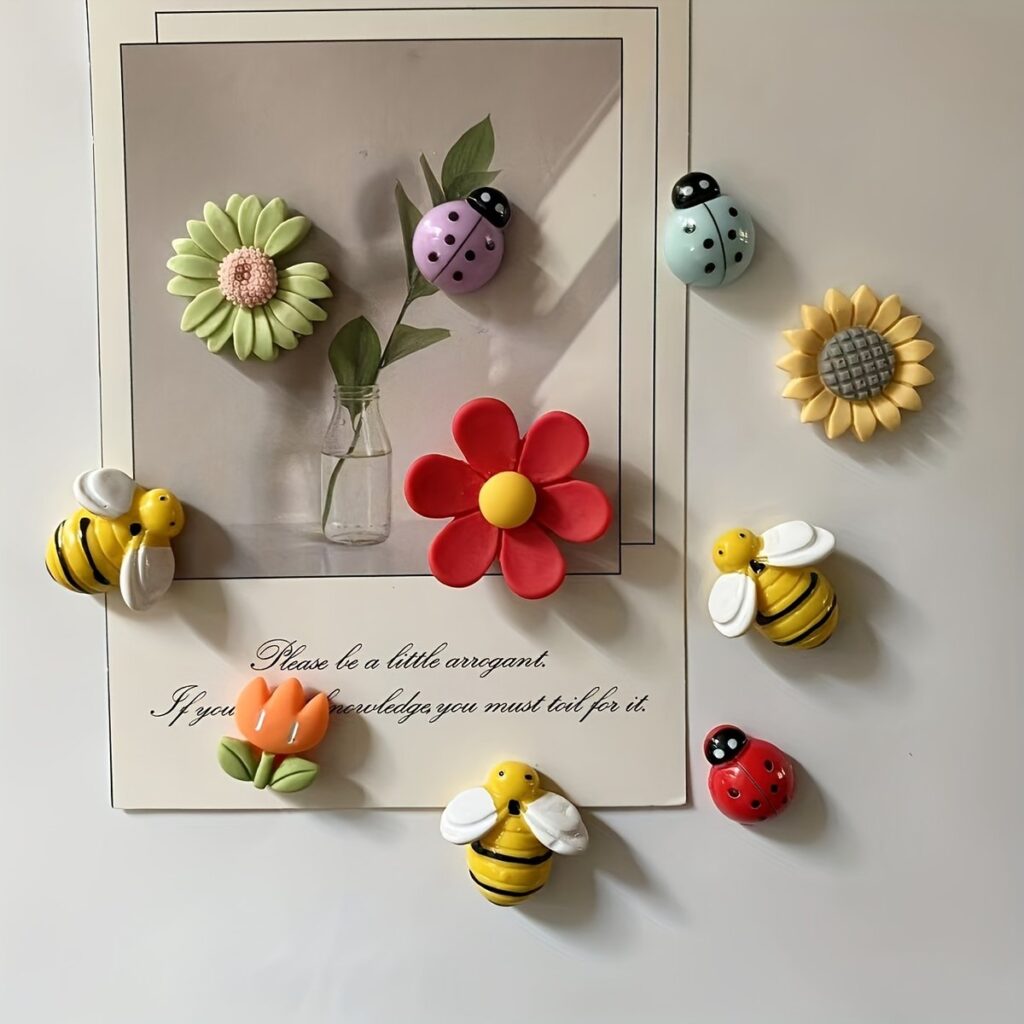 Resin bee flower refrigerator magnets, cute kitchen decor