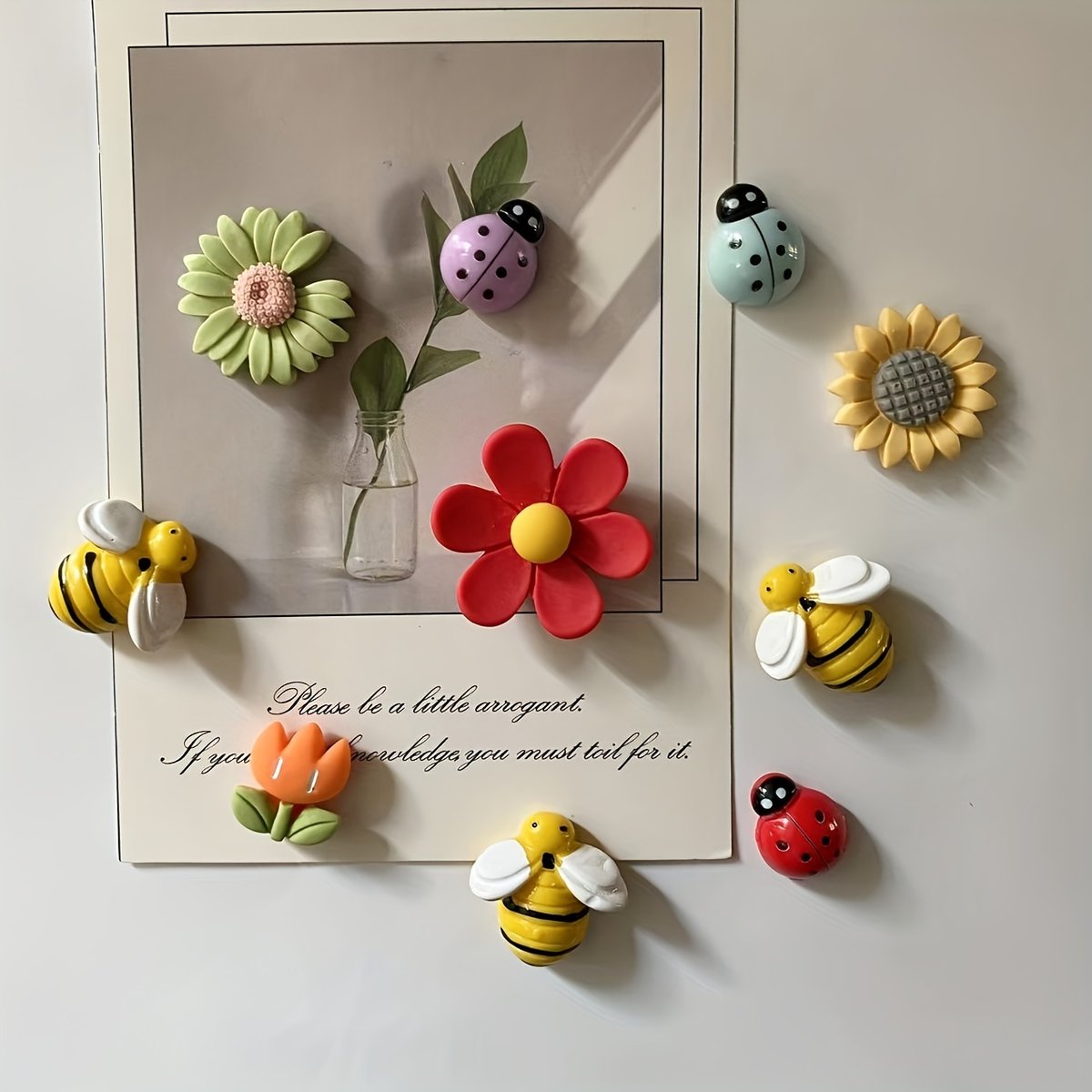 Resin bee flower refrigerator magnets, cute kitchen decor