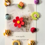 Resin bee and flower fridge magnet set, 3D garden collection