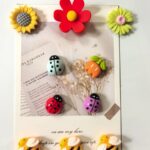 Resin bee and flower fridge magnet set, 3D garden collection