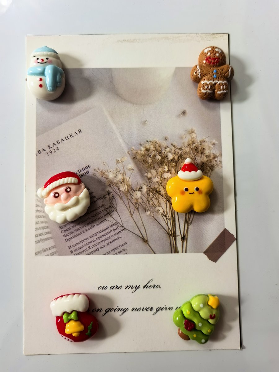 Resin Christmas fridge magnet set, holiday gift collection