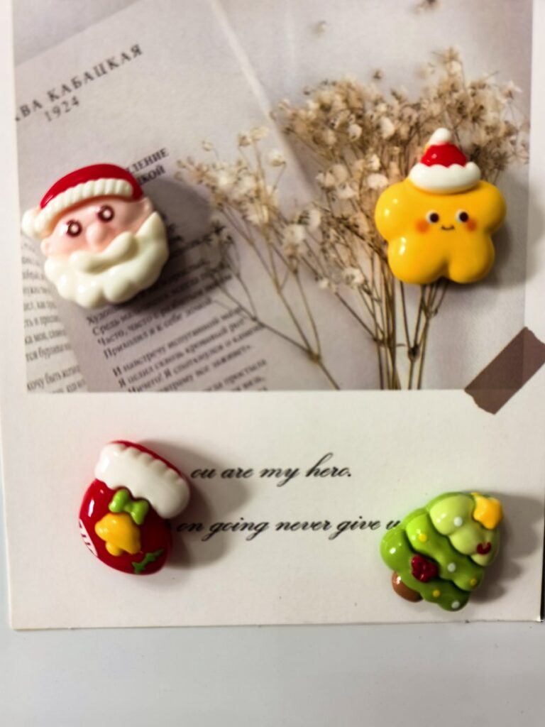 Resin Christmas fridge magnet set, holiday gift collection