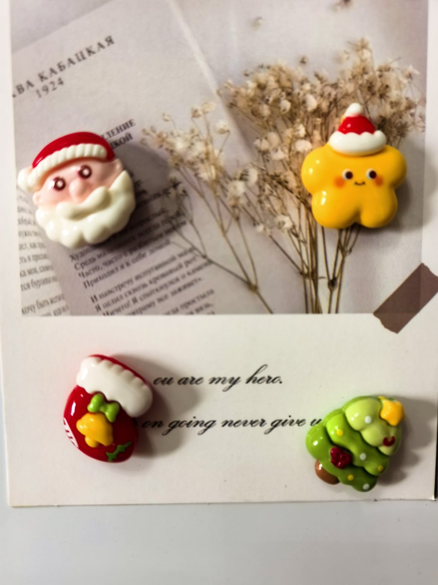 Resin Christmas fridge magnet set, holiday gift collection