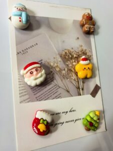 Resin Christmas fridge magnet set, holiday gift collection