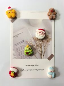Resin Christmas fridge magnet set, holiday gift collection