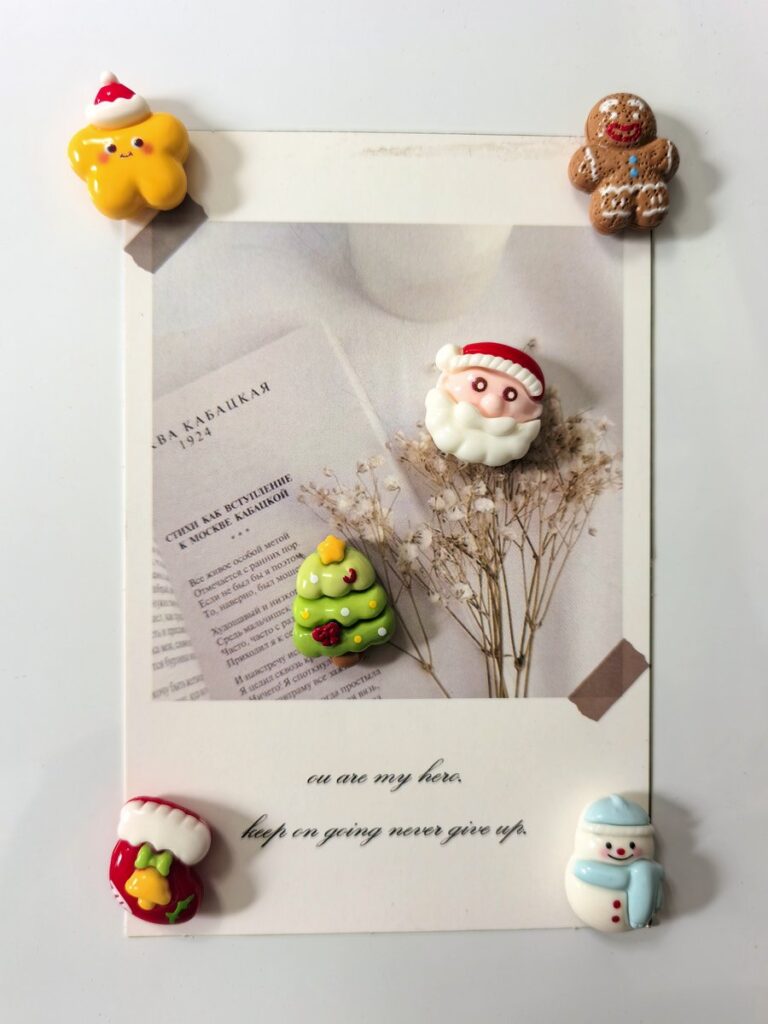 Resin Christmas fridge magnet set, holiday gift collection