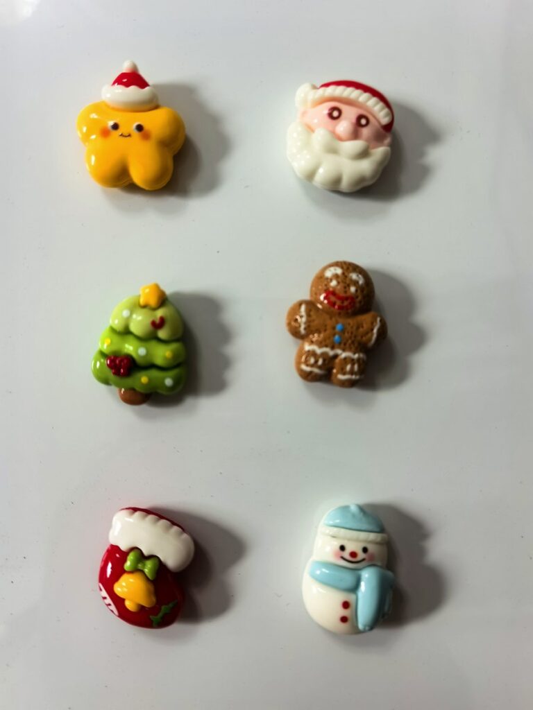 Resin Christmas fridge magnet set, holiday gift collection