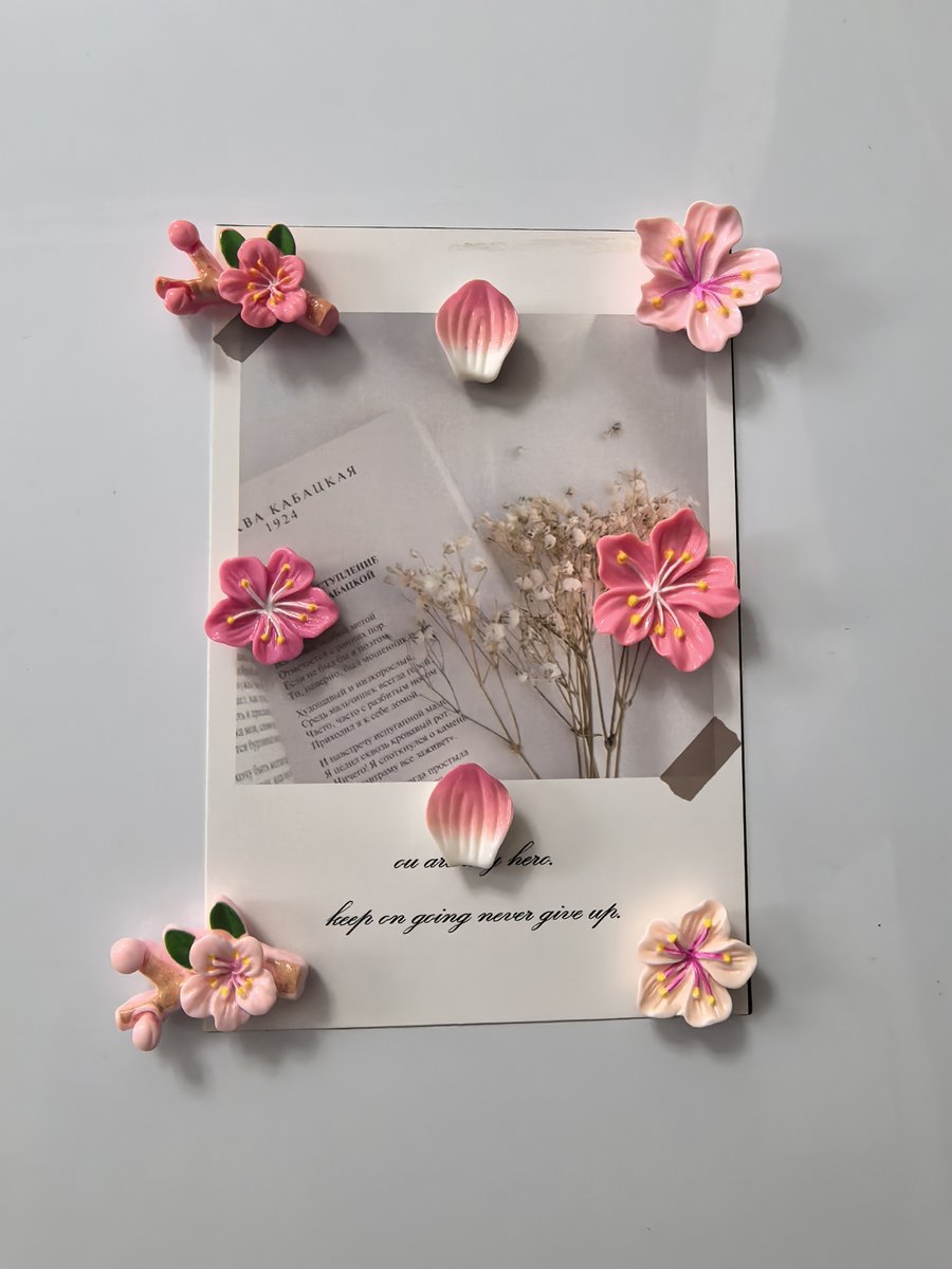 Resin flower magnets for fridge, colorful gift set