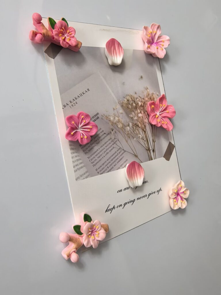 Resin flower magnets for fridge, colorful gift set