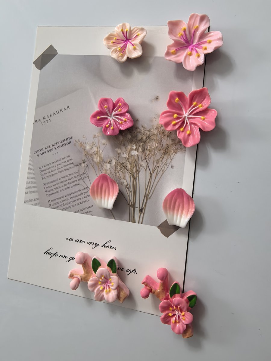 Resin flower magnets for fridge, colorful gift set