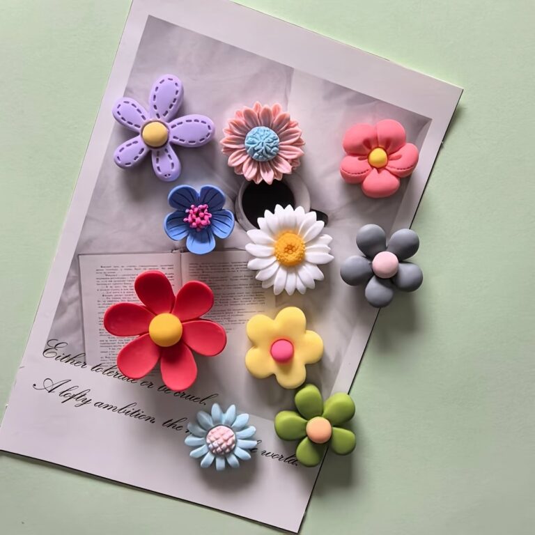 Resin flower fridge magnet set, handcrafted 3D floral design