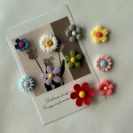 Resin flower fridge magnet set, handcrafted 3D floral design