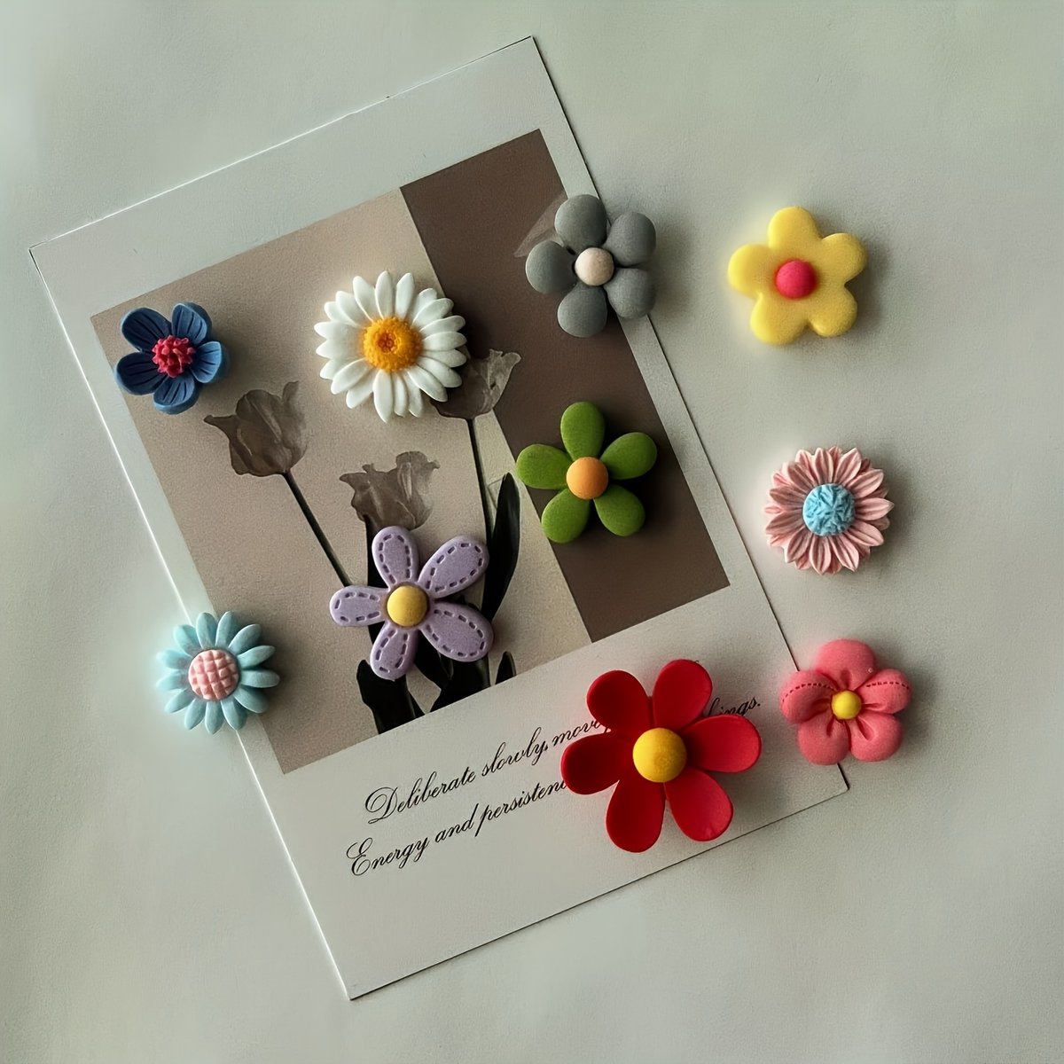 Resin flower fridge magnet set, handcrafted 3D floral design
