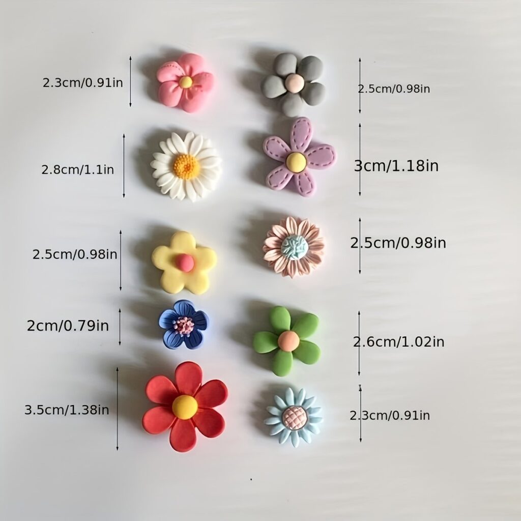 Resin flower fridge magnet set, handcrafted 3D floral design