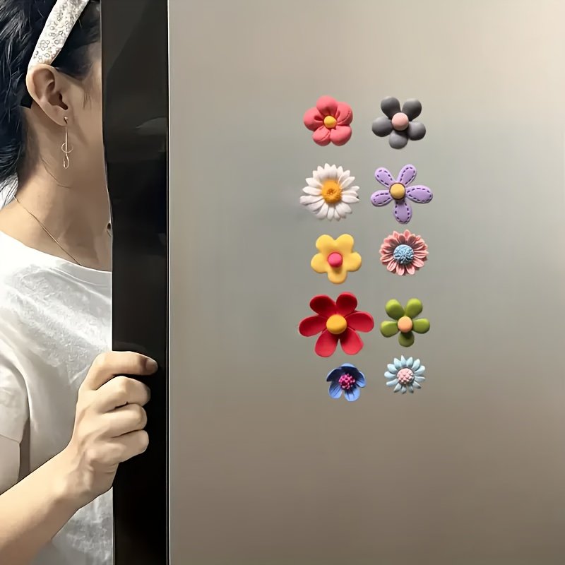Resin flower fridge magnet set, handcrafted 3D floral design