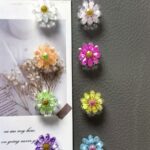 Sparkle resin flower fridge magnet set, glitter gift pack