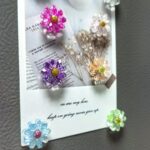 Sparkle resin flower fridge magnet set, glitter gift pack
